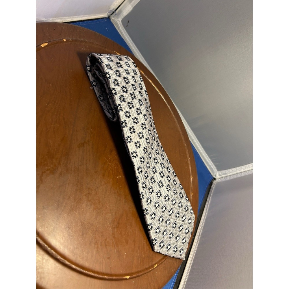 Class Club Gold Label Gray‎ Men's 100% Silk Tie Geometric Necktie
